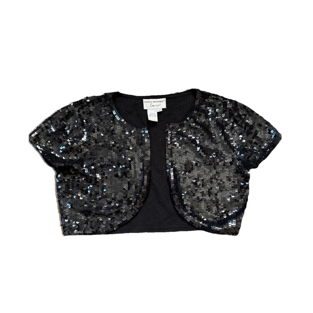 Papell Boutique Evening Sequin Bolero Jacket Shrug 70% Silk